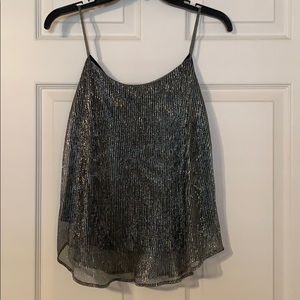 Shiny Silver Black Cami Top